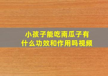 小孩子能吃南瓜子有什么功效和作用吗视频