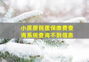 小孩居民医保缴费查询系统查询不到信息