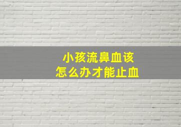 小孩流鼻血该怎么办才能止血