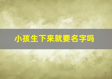 小孩生下来就要名字吗