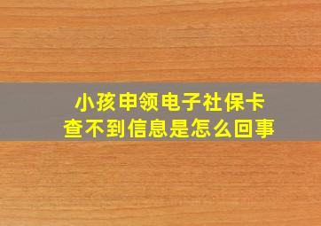 小孩申领电子社保卡查不到信息是怎么回事