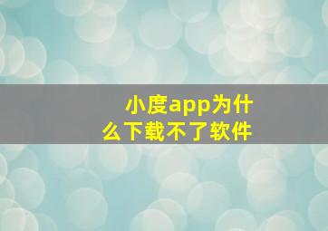 小度app为什么下载不了软件