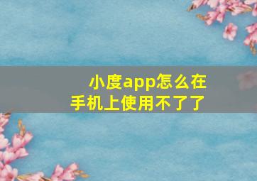 小度app怎么在手机上使用不了了