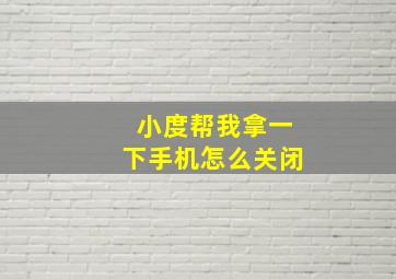 小度帮我拿一下手机怎么关闭