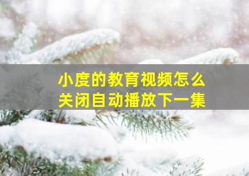 小度的教育视频怎么关闭自动播放下一集