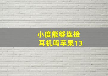 小度能够连接耳机吗苹果13