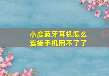 小度蓝牙耳机怎么连接手机用不了了