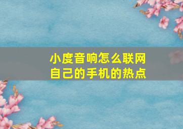 小度音响怎么联网自己的手机的热点