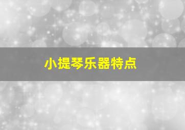 小提琴乐器特点