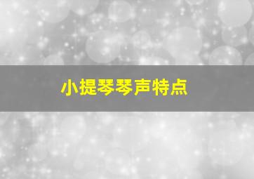 小提琴琴声特点