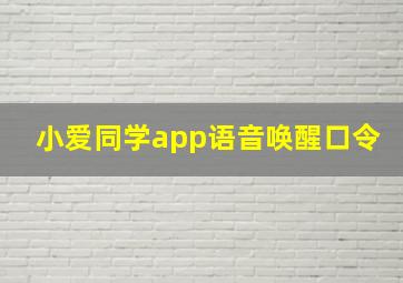 小爱同学app语音唤醒口令