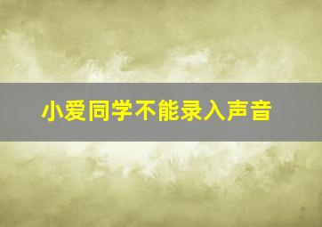 小爱同学不能录入声音