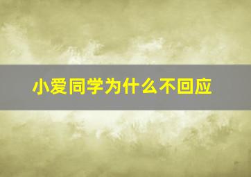 小爱同学为什么不回应