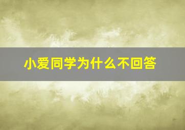 小爱同学为什么不回答