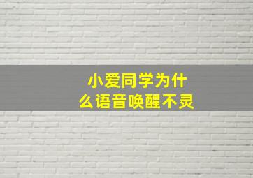 小爱同学为什么语音唤醒不灵