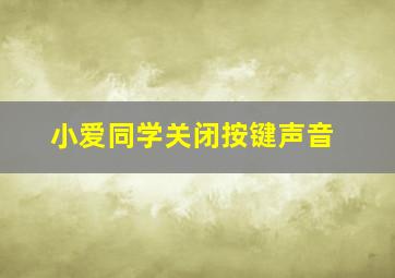 小爱同学关闭按键声音