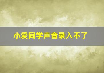 小爱同学声音录入不了