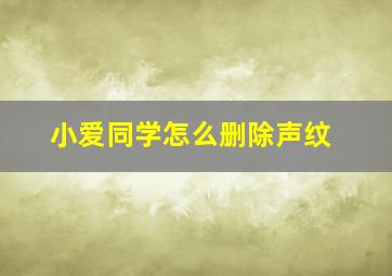 小爱同学怎么删除声纹