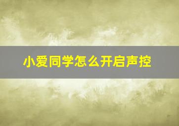 小爱同学怎么开启声控