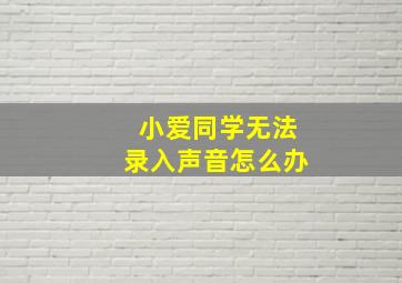 小爱同学无法录入声音怎么办