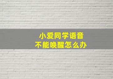 小爱同学语音不能唤醒怎么办