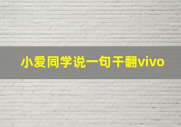 小爱同学说一句干翻vivo