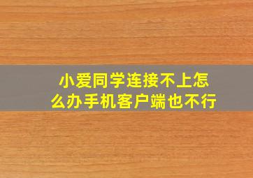 小爱同学连接不上怎么办手机客户端也不行