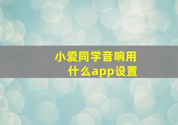 小爱同学音响用什么app设置