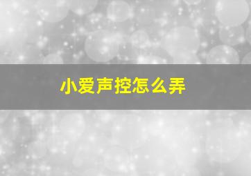 小爱声控怎么弄