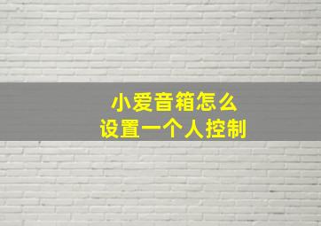 小爱音箱怎么设置一个人控制