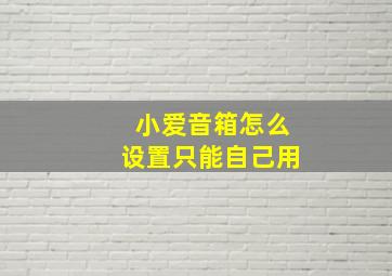 小爱音箱怎么设置只能自己用