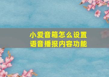 小爱音箱怎么设置语音播报内容功能