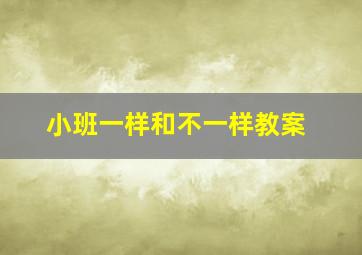 小班一样和不一样教案