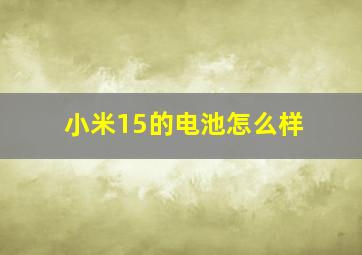 小米15的电池怎么样