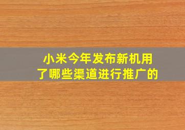 小米今年发布新机用了哪些渠道进行推广的