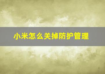 小米怎么关掉防护管理