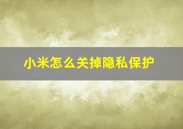 小米怎么关掉隐私保护