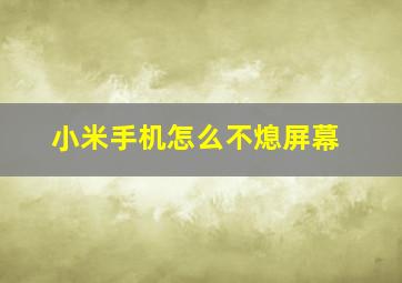 小米手机怎么不熄屏幕