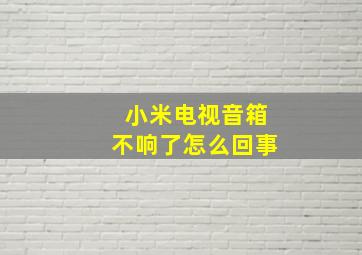 小米电视音箱不响了怎么回事