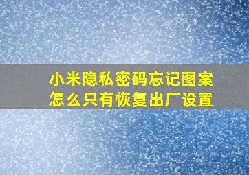 小米隐私密码忘记图案怎么只有恢复出厂设置