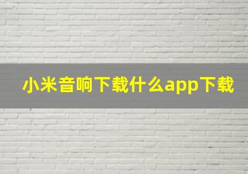 小米音响下载什么app下载