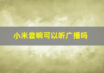 小米音响可以听广播吗