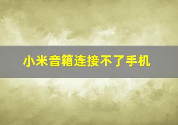 小米音箱连接不了手机