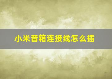 小米音箱连接线怎么插