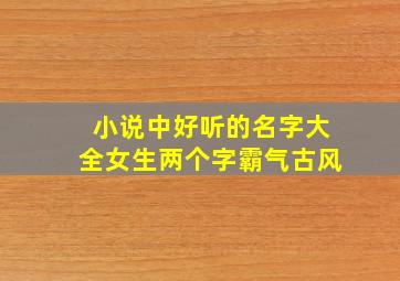 小说中好听的名字大全女生两个字霸气古风