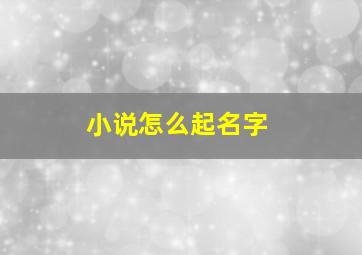 小说怎么起名字