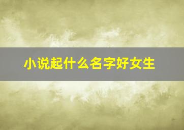 小说起什么名字好女生