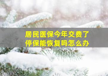 居民医保今年交费了停保能恢复吗怎么办