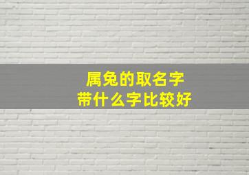 属兔的取名字带什么字比较好