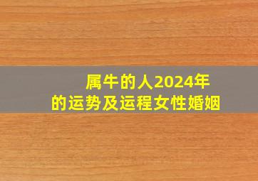 属牛的人2024年的运势及运程女性婚姻